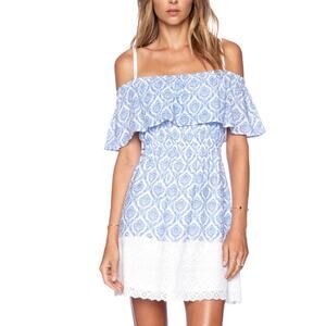 Revolve Tularosa Eloise Blue & White Paisley Off The Shoulder Sundress Small